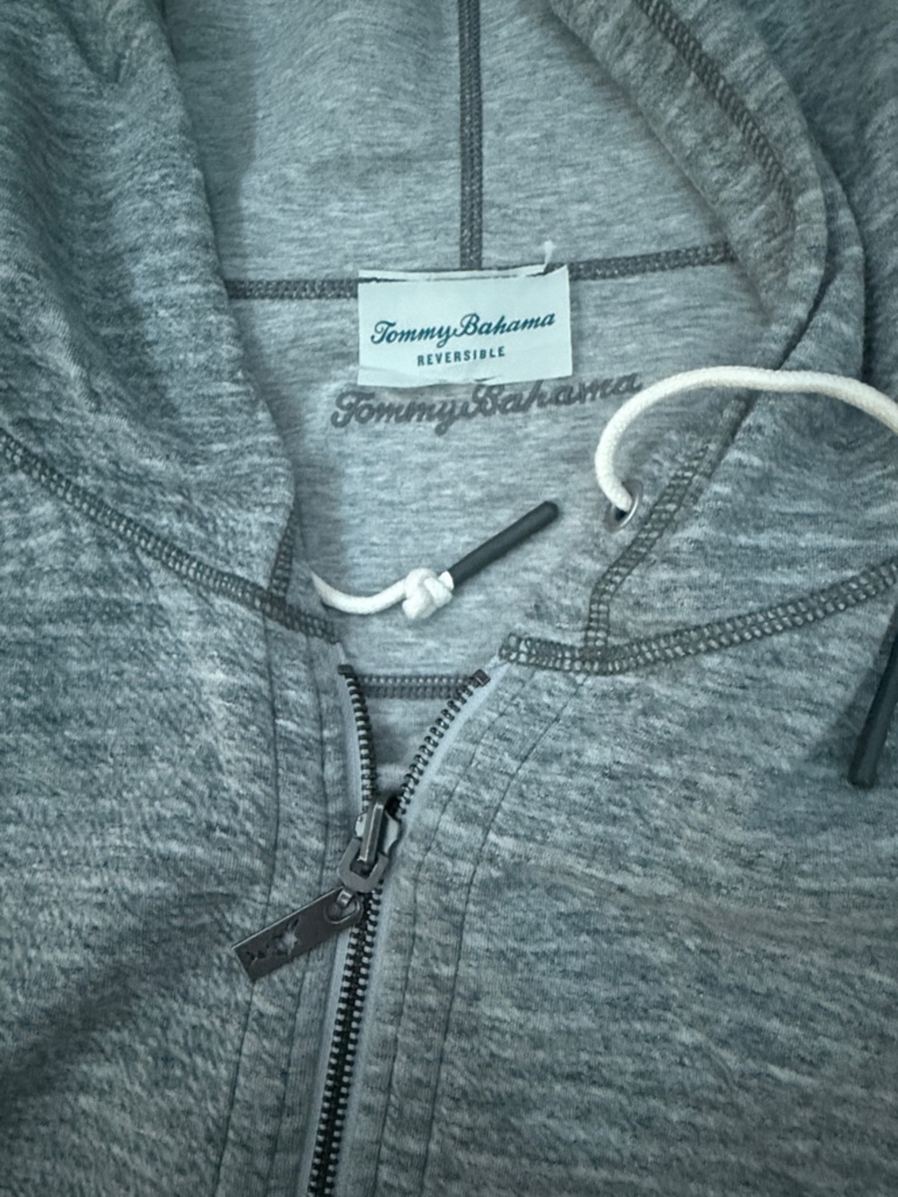 Tommy Bahama Heather Gray Reversible Zip Hoodie